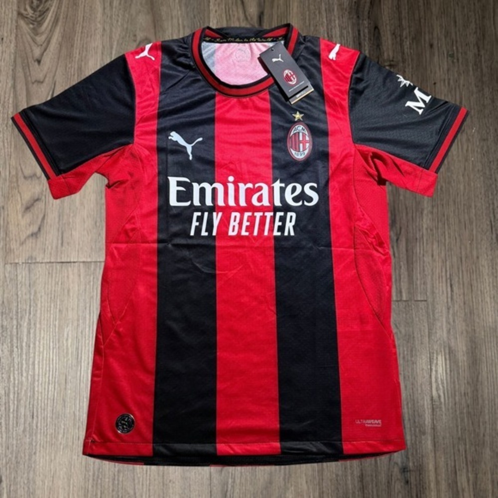 Puma AC Milan Home Jersey Size Large Striped Soccer Jersey NWT